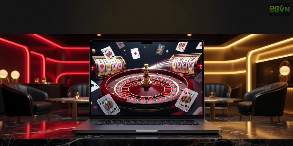 Hình minh họa khái niệm casino 69vn với các trò chơi phổ biến