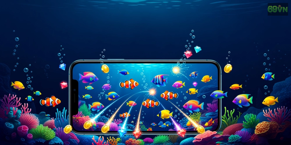 Khái niệm tải game bắn cá 69vn được minh họa qua giao diện game sống động