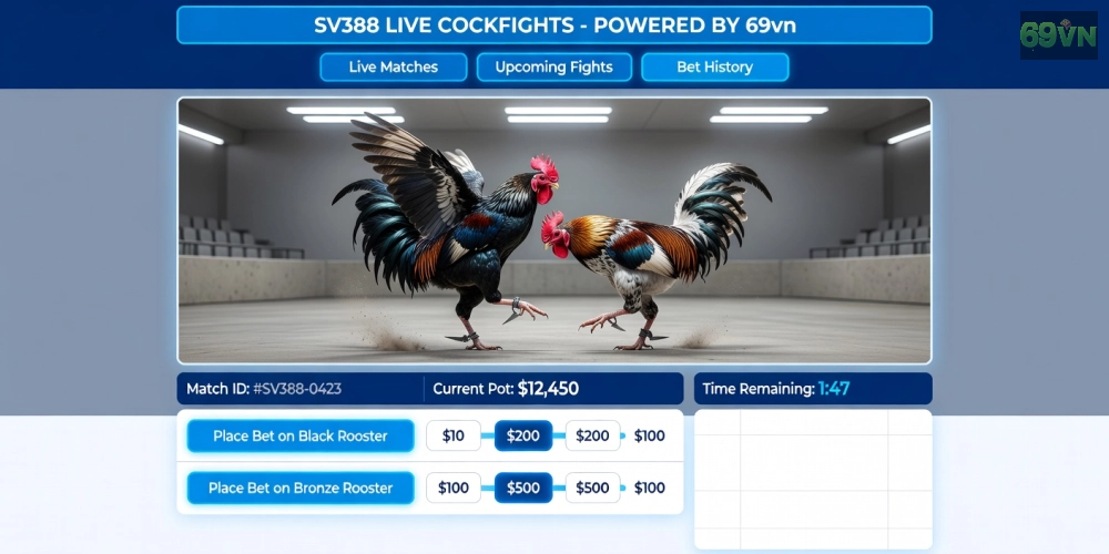 Giao diện cá cược đá gà cựa dao trên SV388 tích hợp 69vn năm 2025